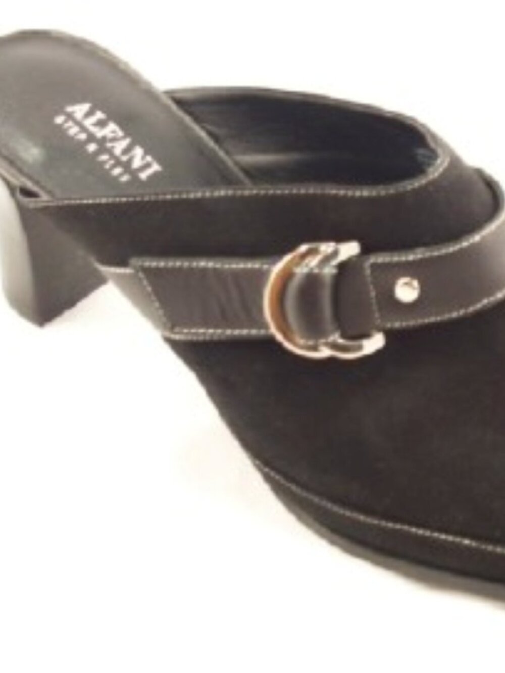 Women's Alfani Black Suede Mule Heels – Slip-On Block Heel Clogs